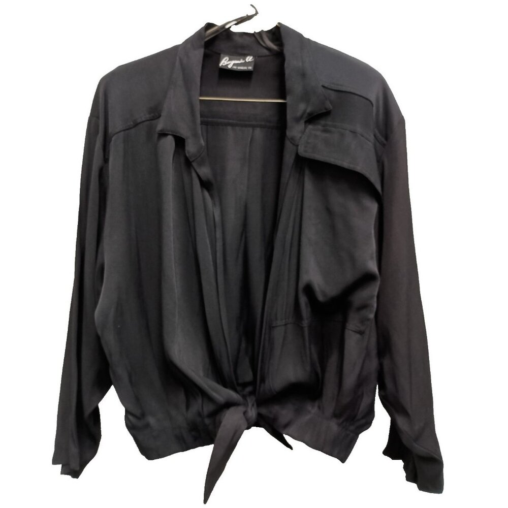 VTG 90s Benjamin A. Top Womens Medium Black Tie Hem Long Sleeve Grunge Capsule
